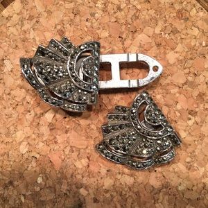 Vintage Diamond Marcasite Sweater Clip/Pin